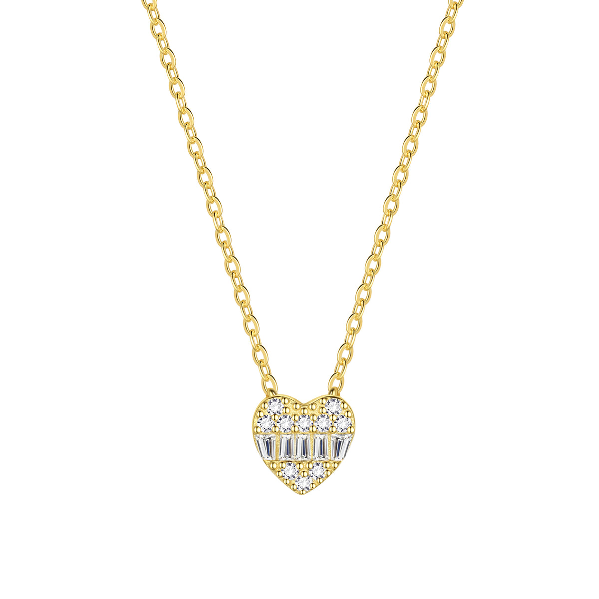 14K Gold Mini Dainty Heart Necklace,Sterling Silver Cubic Zirconia Cute Heart Pendant Necklace for Women Girls