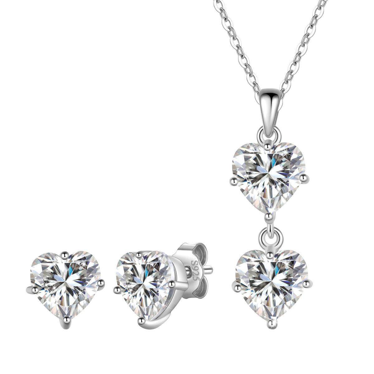 Butterfly /Heart Jewelry Set,Sterling Silver Butterflies Birthstone Jewelry Set Fine Necklace/Earrings Birthday Christmas Gifts for Women