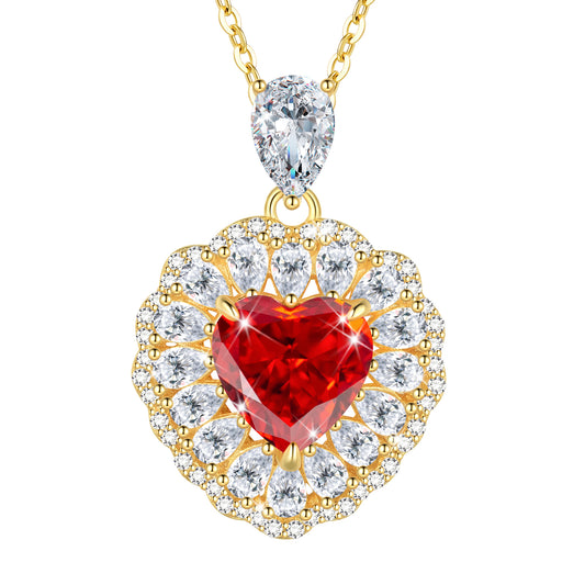 Heart Pendant Necklace,14k Gold Plated 925 Sterling Silver AAAAA Cz Aquamarine Love Heart Birthstone Necklace Fine Jewelry Gifts for Women