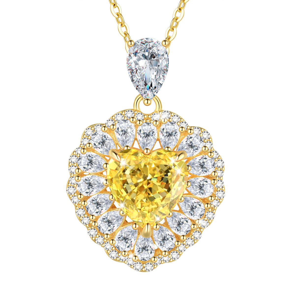 Heart Pendant Necklace,14k Gold Plated 925 Sterling Silver AAAAA Cz Aquamarine Love Heart Birthstone Necklace Fine Jewelry Gifts for Women