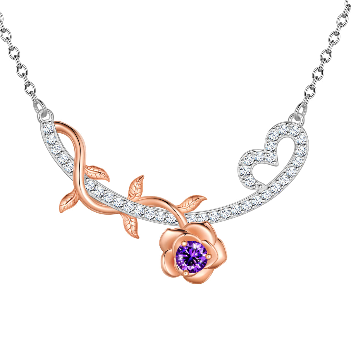 1/3 Carat Moissanite Necklace,D VVS1 18K White Gold over Stering Silver Rose Round Cut Simulated Diamond Pendant Necklace Jewelry Birthday Christmas Mother's Day Gifts for Women Mom