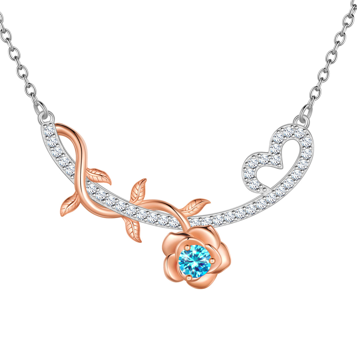 1/3 Carat Moissanite Necklace,D VVS1 18K White Gold over Stering Silver Rose Round Cut Simulated Diamond Pendant Necklace Jewelry Birthday Christmas Mother's Day Gifts for Women Mom