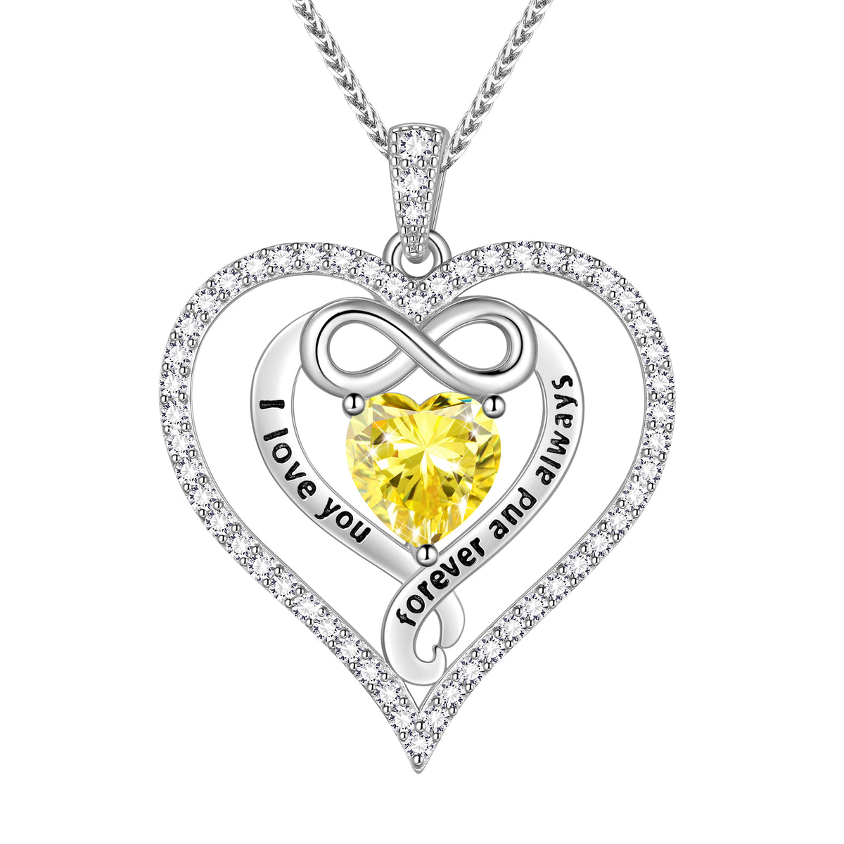 Beautlace 925 Sterling Silver 1CT Heart Moissanite Necklace,I Love You Forever and Always Birthstone Moissanite Jewelry Gift for Women