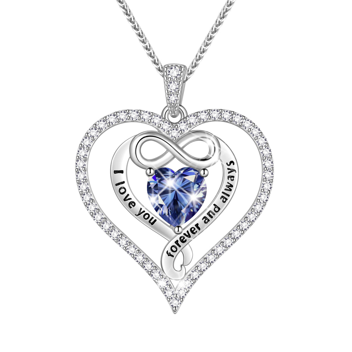 Beautlace 925 Sterling Silver 1CT Heart Moissanite Necklace,I Love You Forever and Always Birthstone Moissanite Jewelry Gift for Women