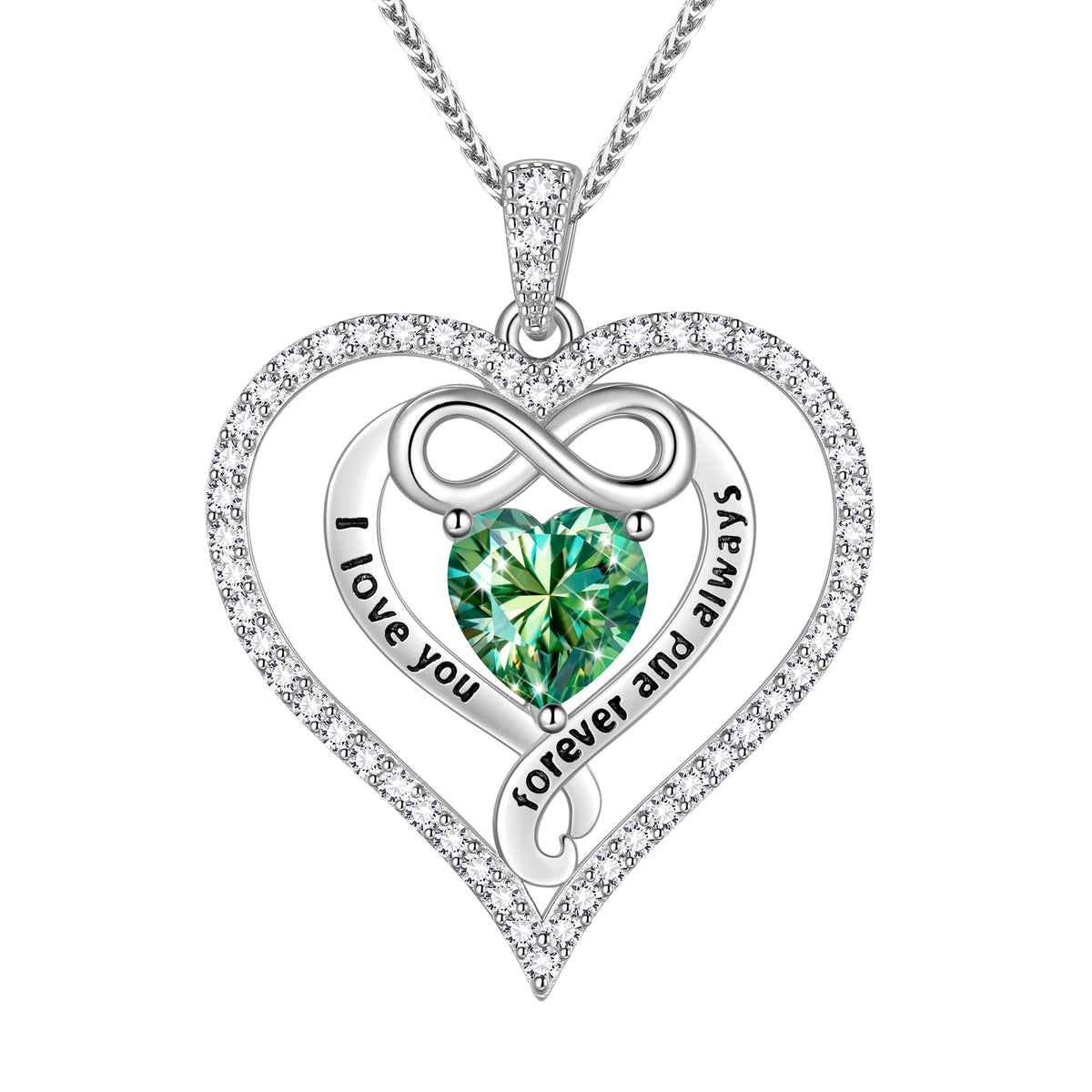 Beautlace 925 Sterling Silver 1CT Heart Moissanite Necklace,I Love You Forever and Always Birthstone Moissanite Jewelry Gift for Women