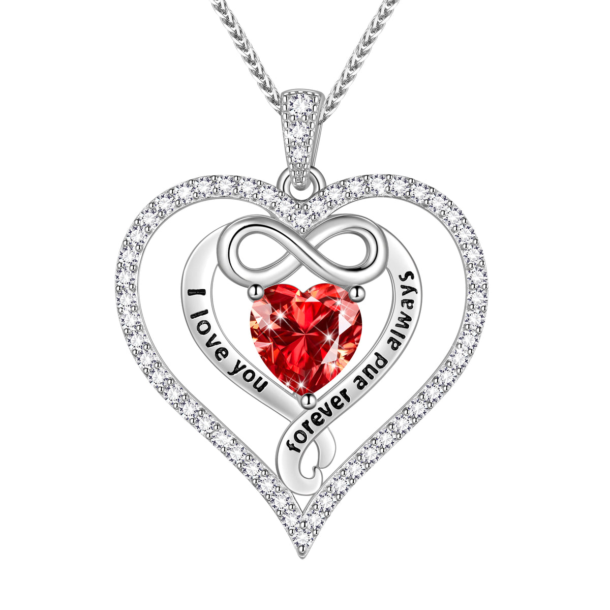 Beautlace 925 Sterling Silver 1CT Heart Moissanite Necklace,I Love You Forever and Always Birthstone Moissanite Jewelry Gift for Women