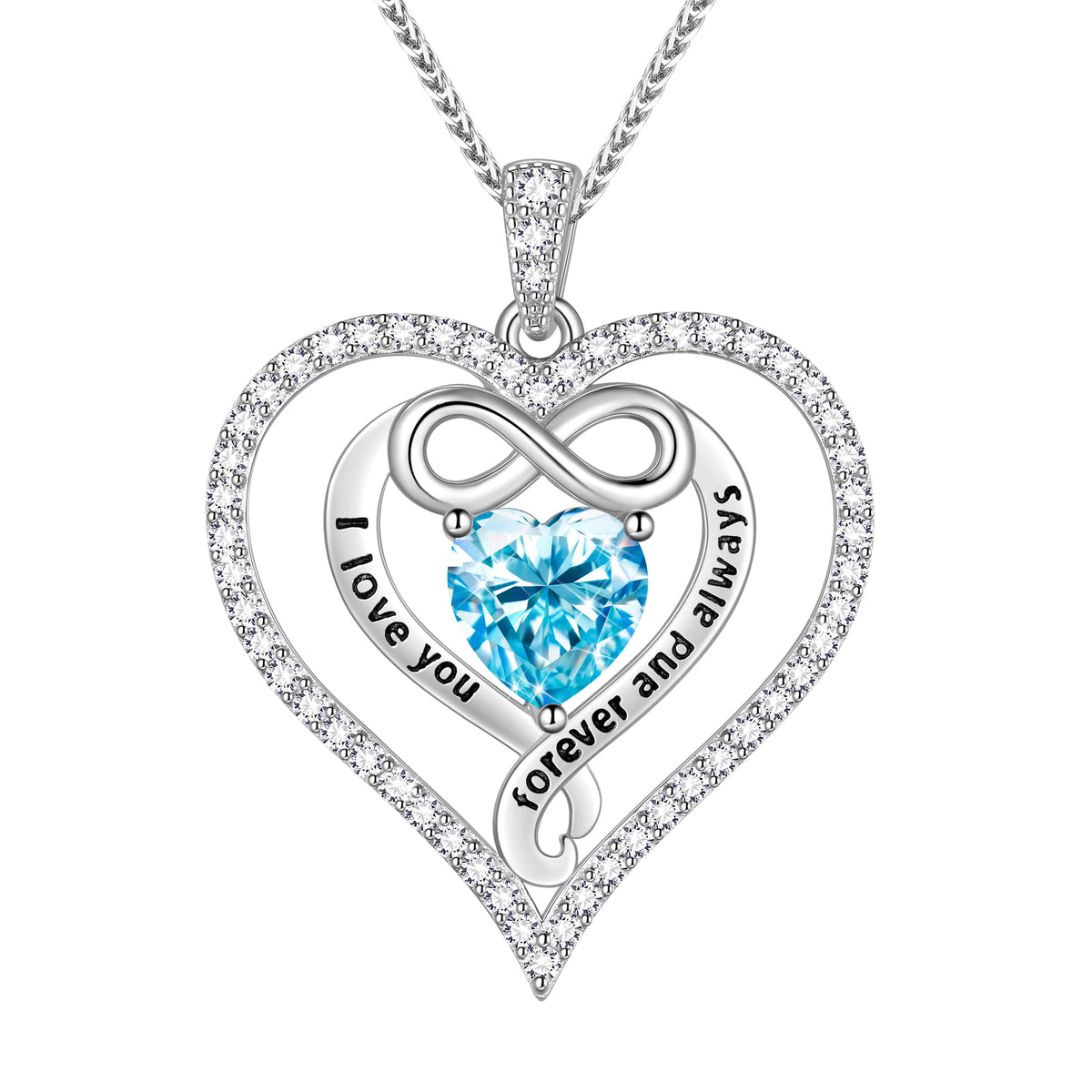 Beautlace 925 Sterling Silver 1CT Heart Moissanite Necklace,I Love You Forever and Always Birthstone Moissanite Jewelry Gift for Women