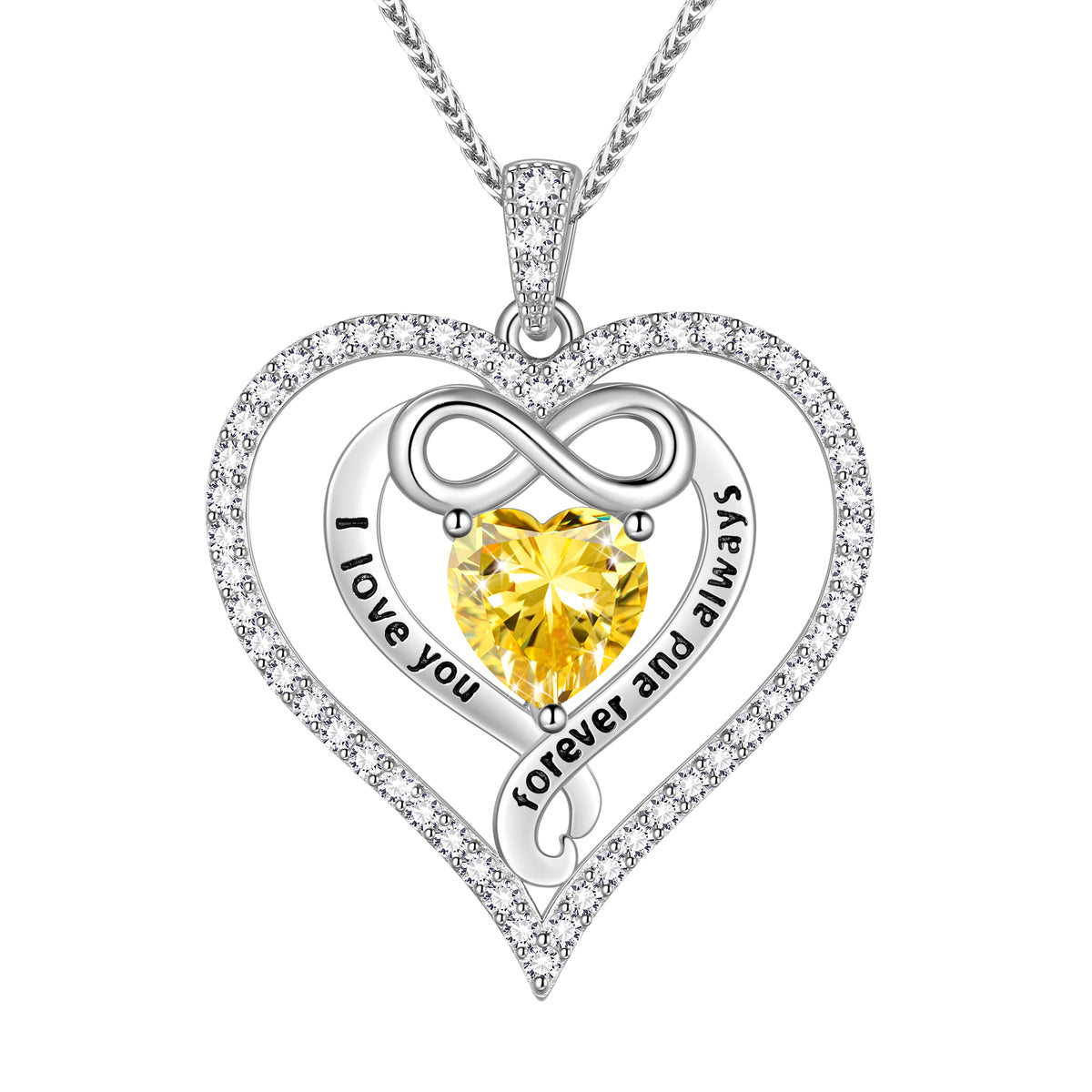 Beautlace 925 Sterling Silver 1CT Heart Moissanite Necklace,I Love You Forever and Always Birthstone Moissanite Jewelry Gift for Women