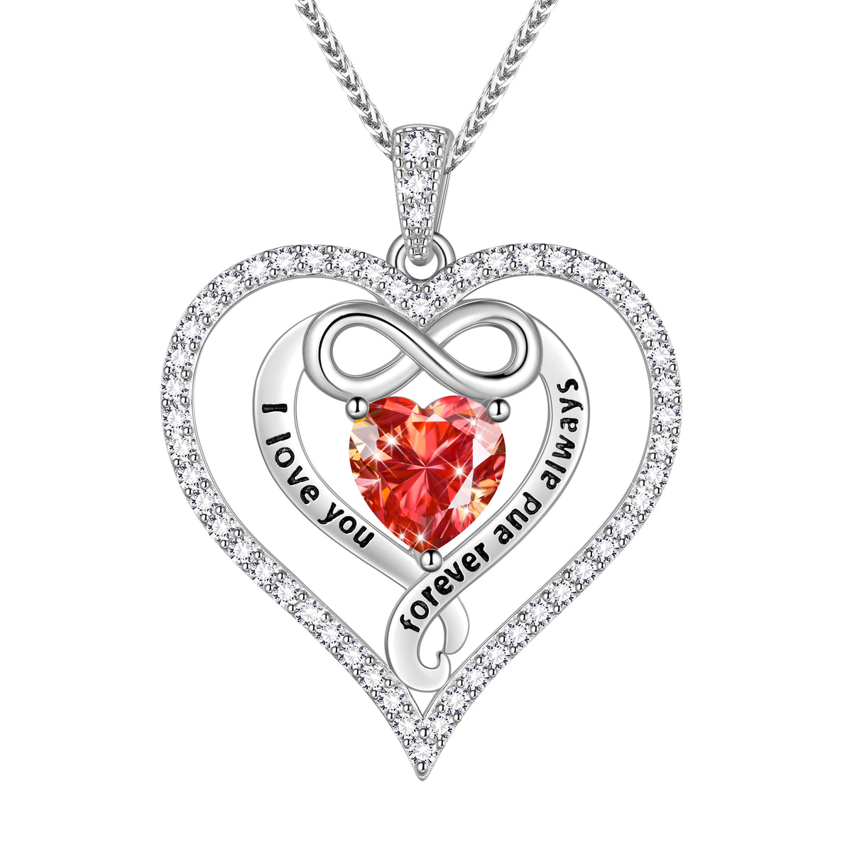 Beautlace 925 Sterling Silver 1CT Heart Moissanite Necklace,I Love You Forever and Always Birthstone Moissanite Jewelry Gift for Women