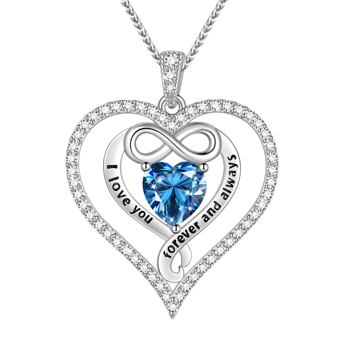 Beautlace 925 Sterling Silver 1CT Heart Moissanite Necklace,I Love You Forever and Always Birthstone Moissanite Jewelry Gift for Women