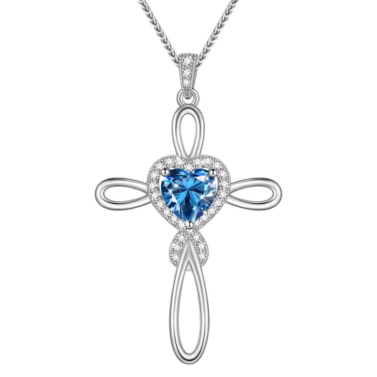 Beautlace 1 Carat Moissanite Cross Necklace,18K White Gold over Stering Silver Heart Birthstone Pendant Necklace Jewelry Birthday Christmas Valentines Gifts for Women