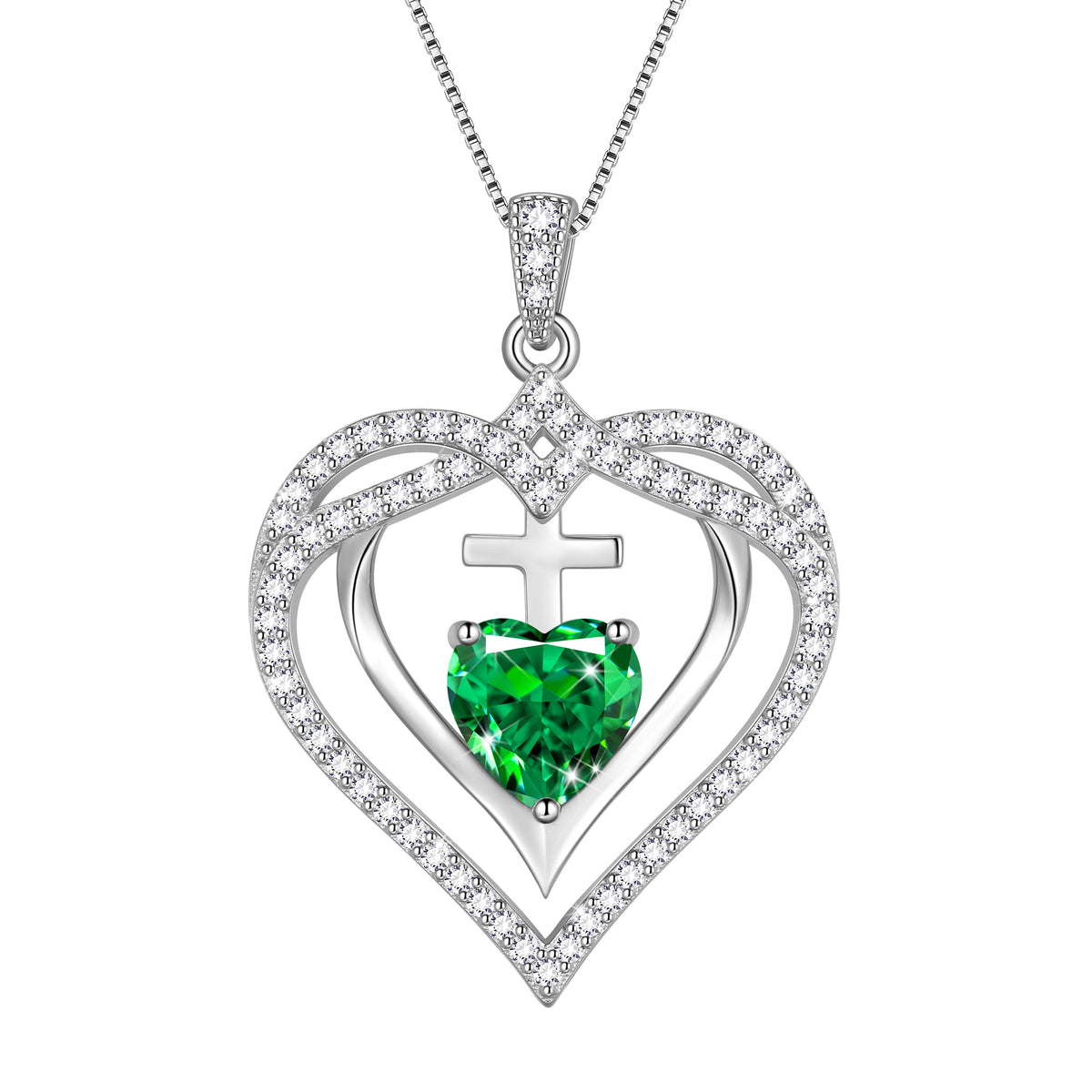 925 Sterling Silver Cross Necklace,March Birthstone Heart Pendant Necklace Jewelry Birthday Christmas Mothers Day Gifts for Women Mom