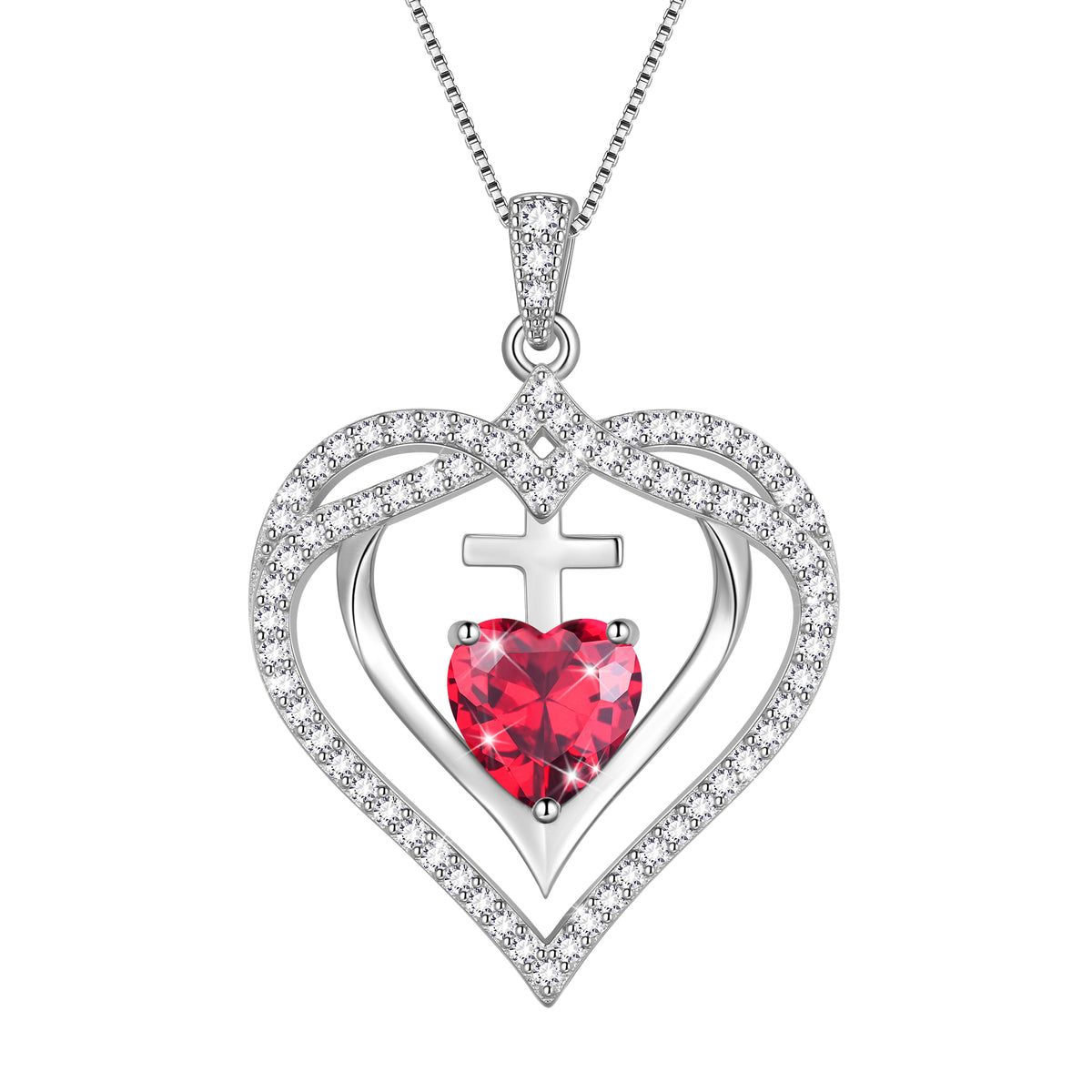 925 Sterling Silver Cross Necklace,March Birthstone Heart Pendant Necklace Jewelry Birthday Christmas Mothers Day Gifts for Women Mom