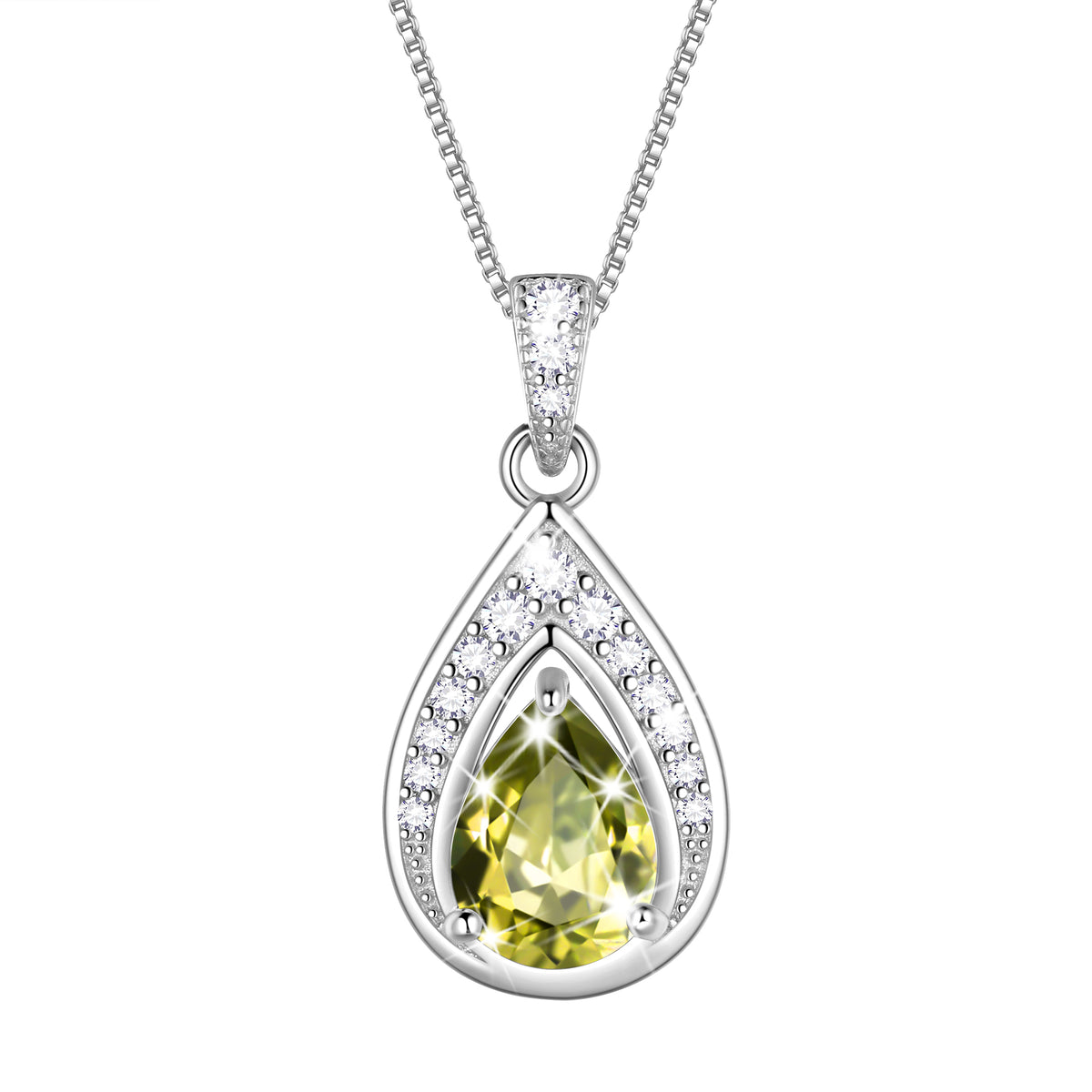 925 Sterling Silver Teardrop Birthstone Necklace,Pear Cut Pendant Necklace Jewelry Birthday Christmas Gifts for Women/ Wife /Lover