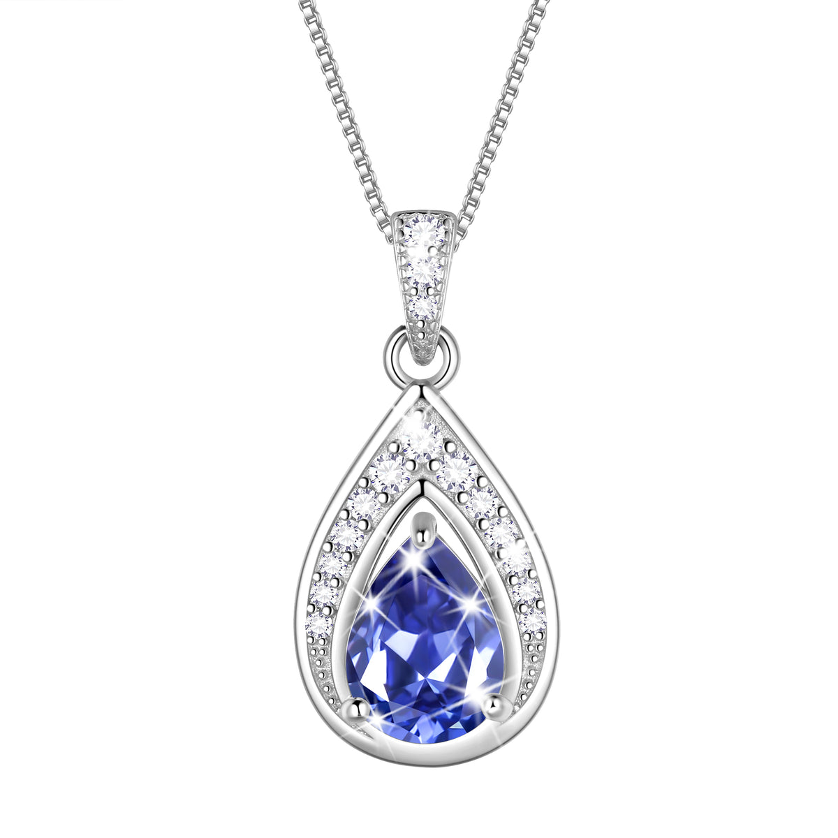925 Sterling Silver Teardrop Birthstone Necklace,Pear Cut Pendant Necklace Jewelry Birthday Christmas Gifts for Women/ Wife /Lover