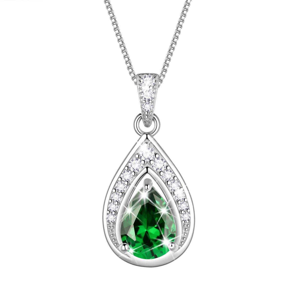 925 Sterling Silver Teardrop Birthstone Necklace,Pear Cut Pendant Necklace Jewelry Birthday Christmas Gifts for Women/ Wife /Lover