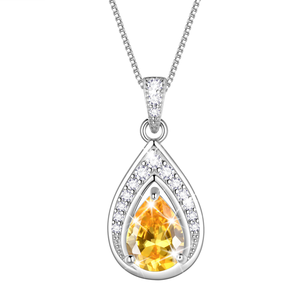 925 Sterling Silver Teardrop Birthstone Necklace,Pear Cut Pendant Necklace Jewelry Birthday Christmas Gifts for Women/ Wife /Lover