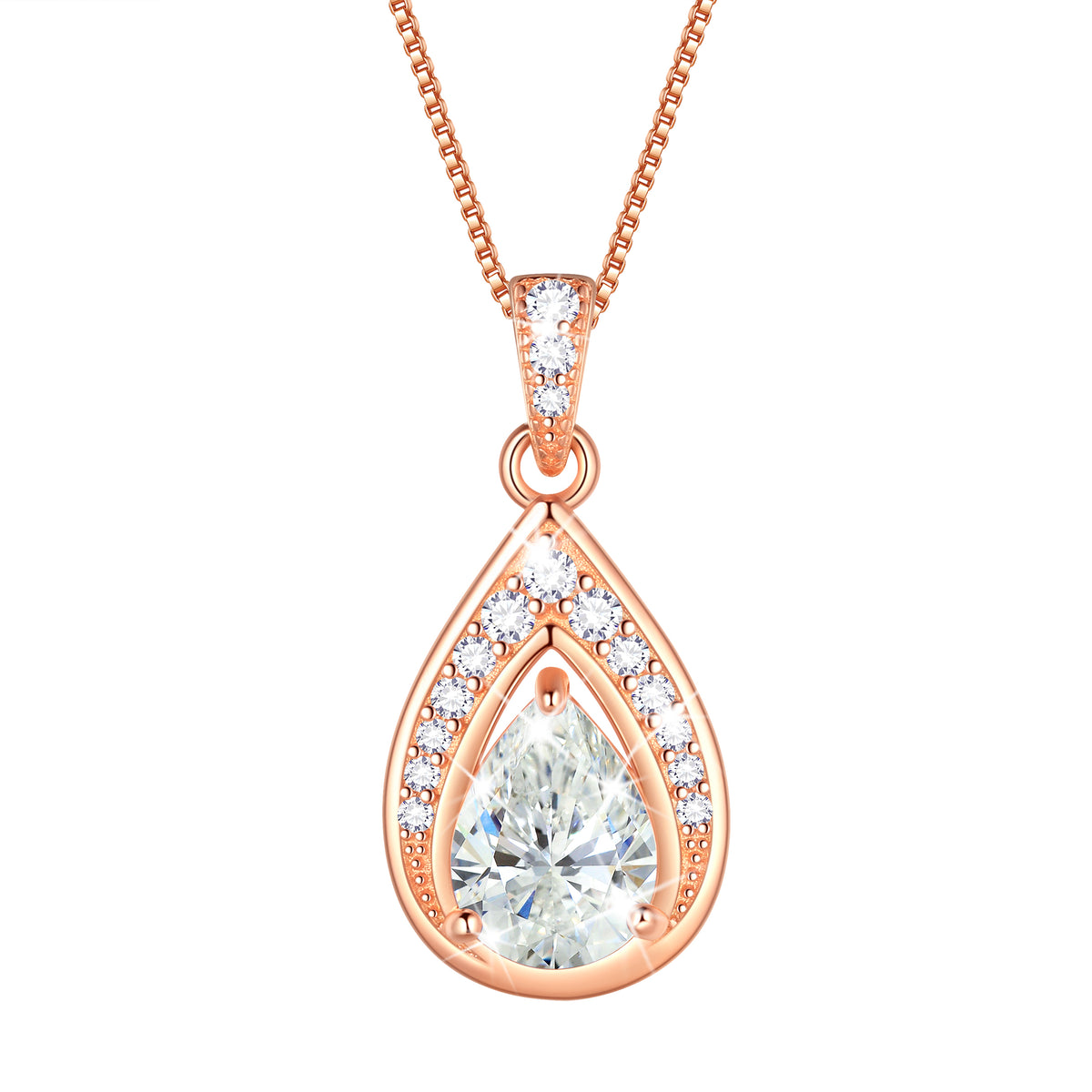 925 Sterling Silver Teardrop Birthstone Necklace,Pear Cut Pendant Necklace Jewelry Birthday Christmas Gifts for Women/ Wife /Lover