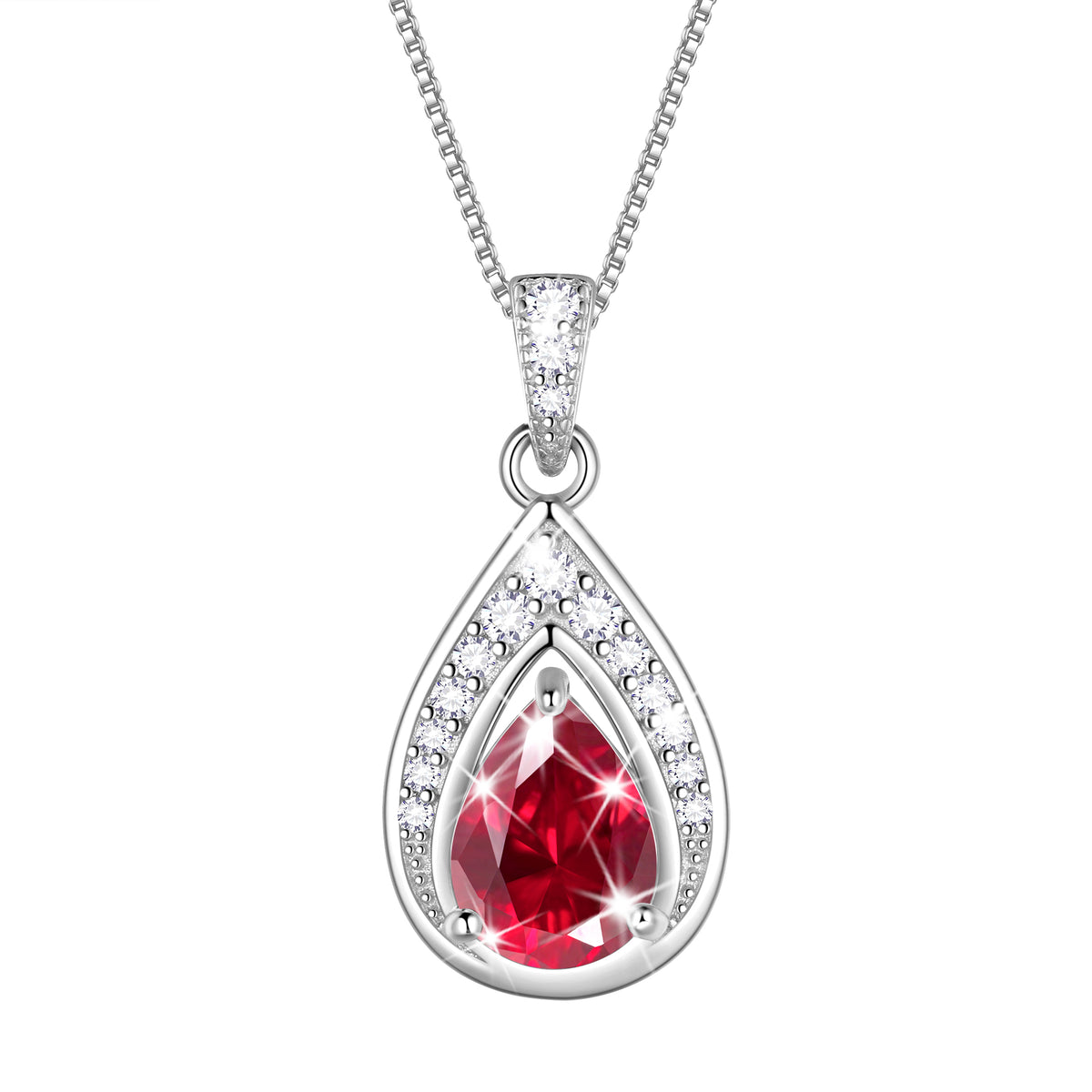 925 Sterling Silver Teardrop Birthstone Necklace,Pear Cut Pendant Necklace Jewelry Birthday Christmas Gifts for Women/ Wife /Lover