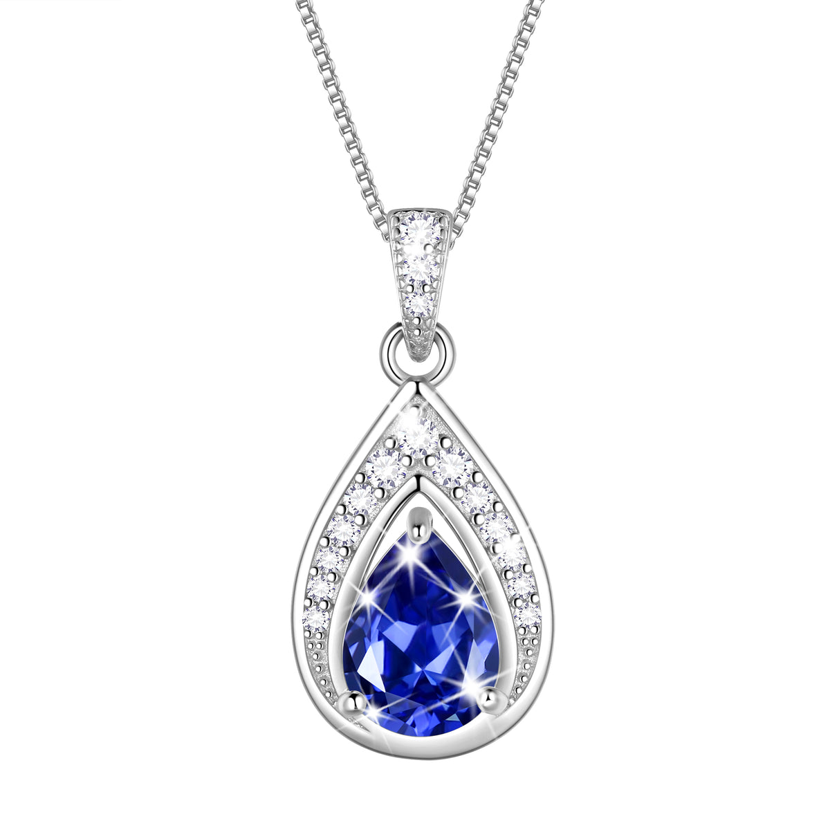 925 Sterling Silver Teardrop Birthstone Necklace,Pear Cut Pendant Necklace Jewelry Birthday Christmas Gifts for Women/ Wife /Lover