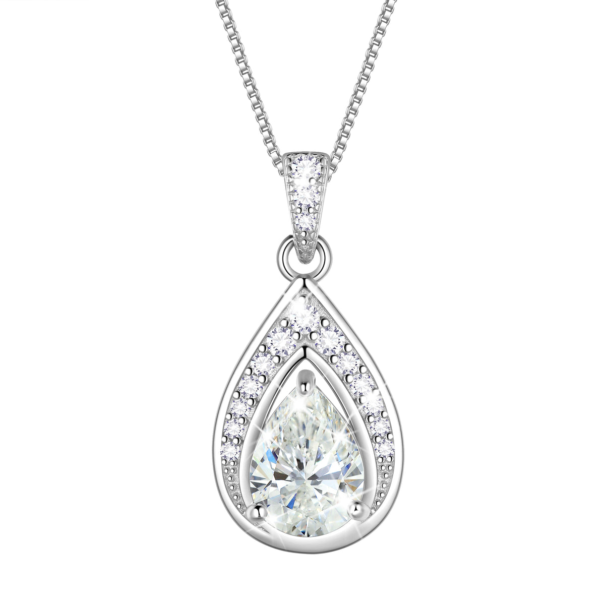 925 Sterling Silver Teardrop Birthstone Necklace,Pear Cut Pendant Necklace Jewelry Birthday Christmas Gifts for Women/ Wife /Lover