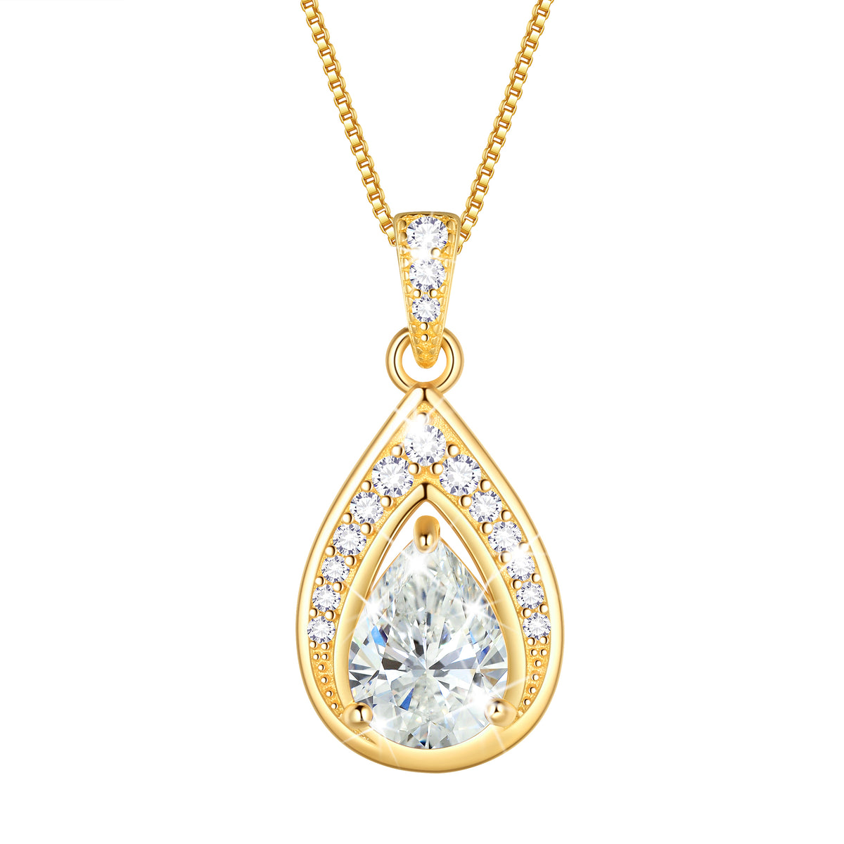925 Sterling Silver Teardrop Birthstone Necklace,Pear Cut Pendant Necklace Jewelry Birthday Christmas Gifts for Women/ Wife /Lover