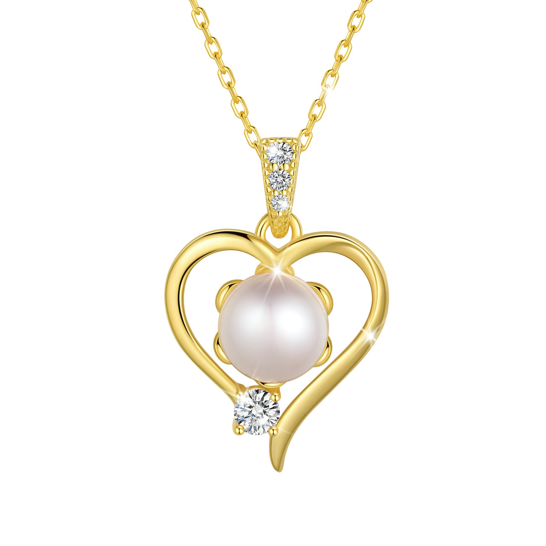 Fasjewly 925 Sterling Silver Heart Necklace, Natural 6mm Pearl Pendant Necklace Jewelry,Birthday Christmas Anniversary Gift for Women/Mom/Wife