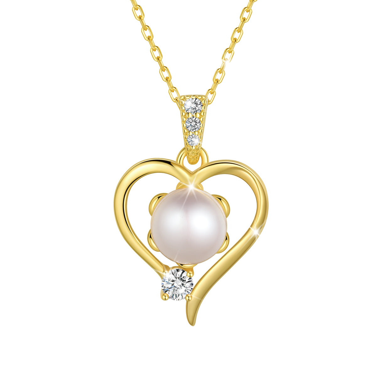 Fasjewly 925 Sterling Silver Heart Necklace, Natural 6mm Pearl Pendant Necklace Jewelry,Birthday Christmas Anniversary Gift for Women/Mom/Wife