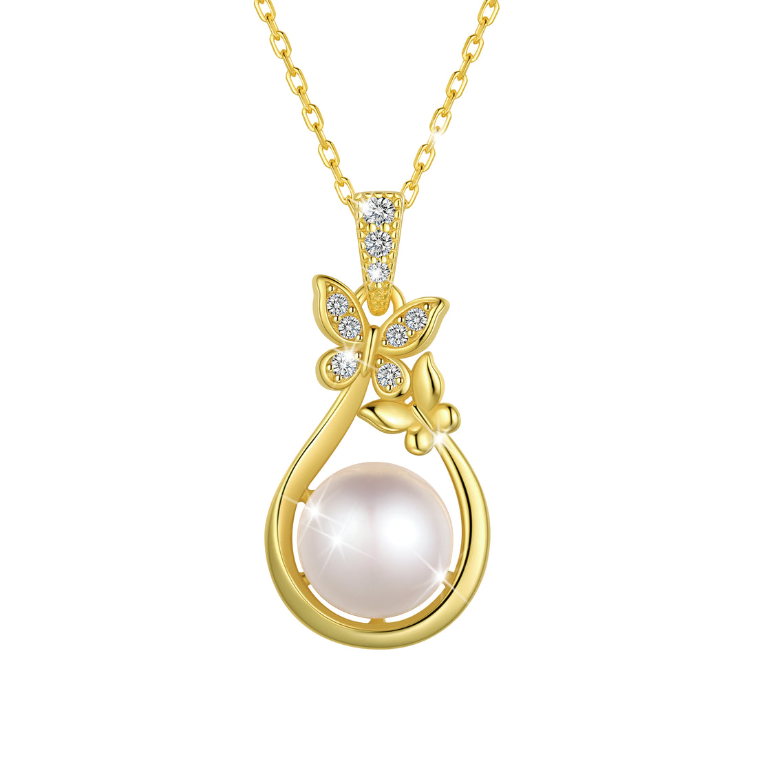 Fasjewly 925 Sterling Silver Butterfly Necklace, Natural 7mm Pearl Pendant Necklace Jewelry,Birthday Christmas Anniversary Gift for Women/Mom/Wife
