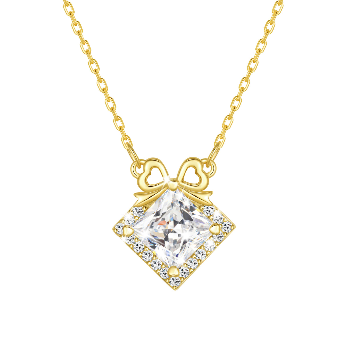 Beautlace 925 Sterling Silver Moissanite Bow Necklace, 1ct D VVS1 Simulated Diamond Bowknot Pendant Necklace Jewelry Gift for Women