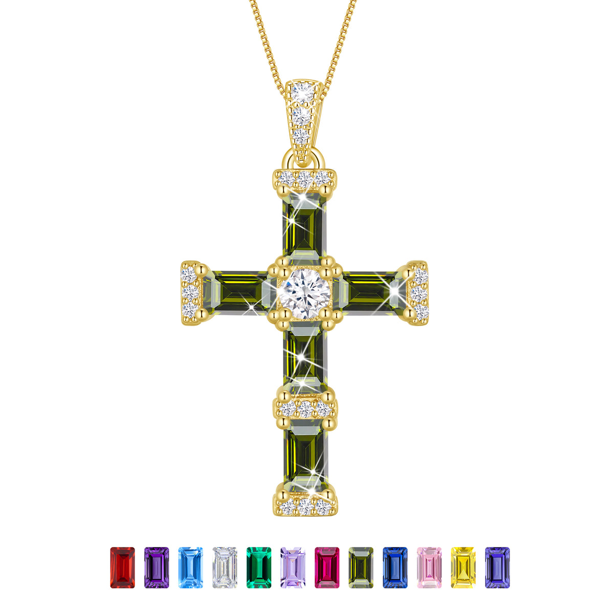 Beautlace Cross Necklace for Women,925 Sterling Silver Plated Cross Pendant,Birthstone Christian Necklace Jewelry Gift for Mom Wife Girlfriend Birthday Mother’s Day Christmas