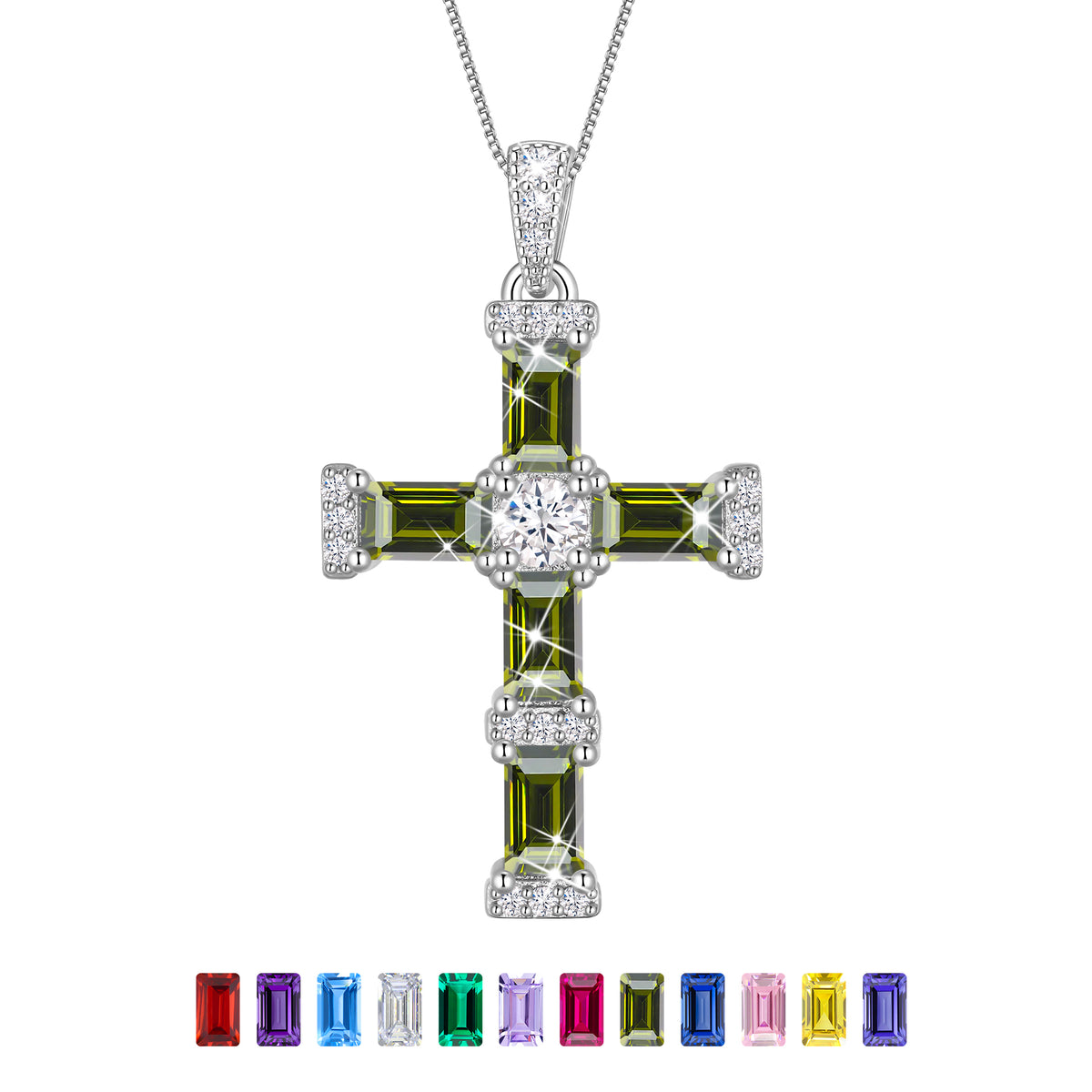 Beautlace Cross Necklace for Women,925 Sterling Silver Plated Cross Pendant,Birthstone Christian Necklace Jewelry Gift for Mom Wife Girlfriend Birthday Mother’s Day Christmas