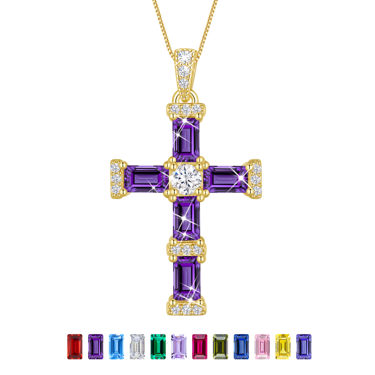 Beautlace Cross Necklace for Women,925 Sterling Silver Plated Cross Pendant,Birthstone Christian Necklace Jewelry Gift for Mom Wife Girlfriend Birthday Mother’s Day Christmas