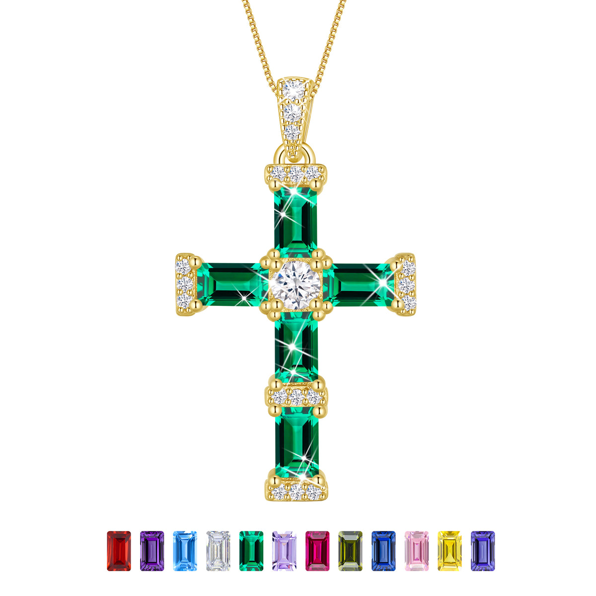 Beautlace Cross Necklace for Women,925 Sterling Silver Plated Cross Pendant,Birthstone Christian Necklace Jewelry Gift for Mom Wife Girlfriend Birthday Mother’s Day Christmas