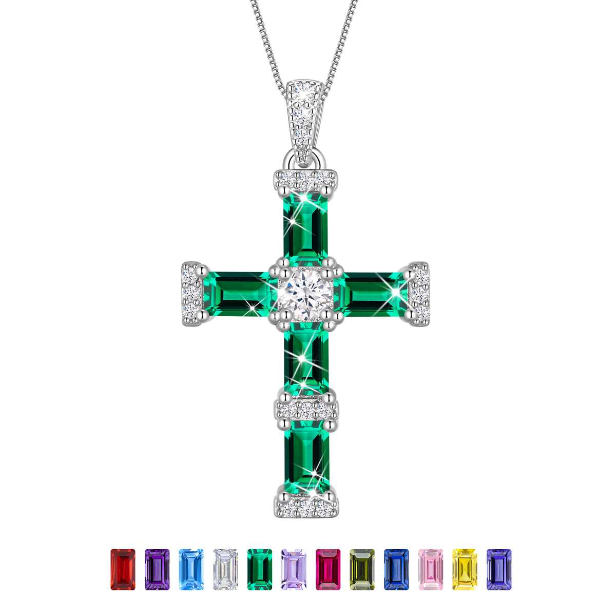 Beautlace Cross Necklace for Women,925 Sterling Silver Plated Cross Pendant,Birthstone Christian Necklace Jewelry Gift for Mom Wife Girlfriend Birthday Mother’s Day Christmas