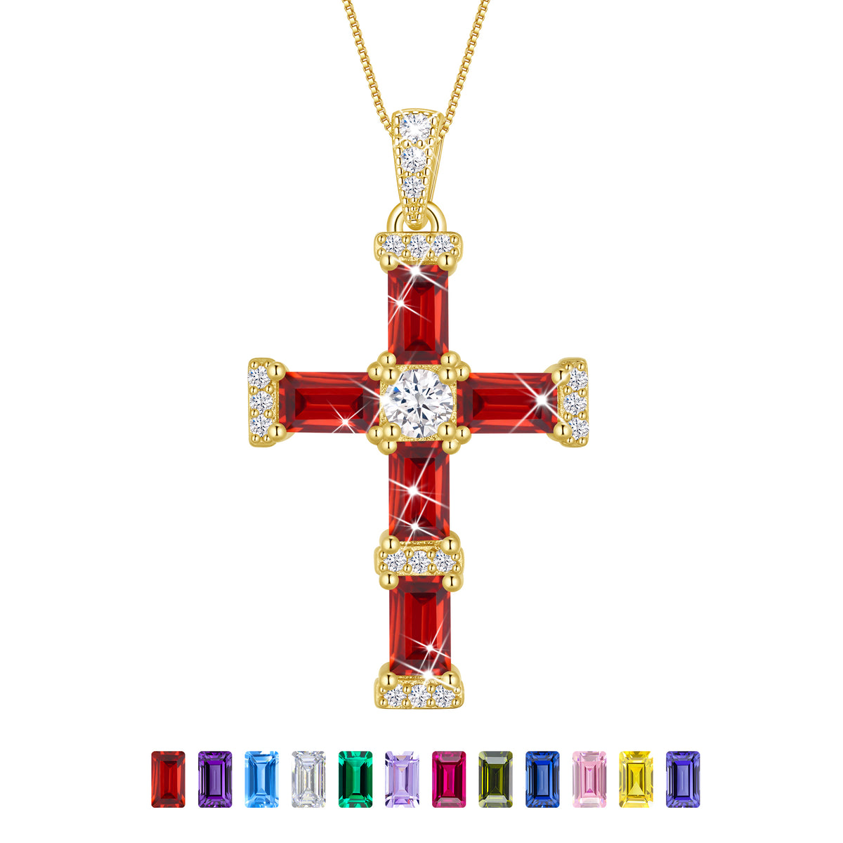 Beautlace Cross Necklace for Women,925 Sterling Silver Plated Cross Pendant,Birthstone Christian Necklace Jewelry Gift for Mom Wife Girlfriend Birthday Mother’s Day Christmas