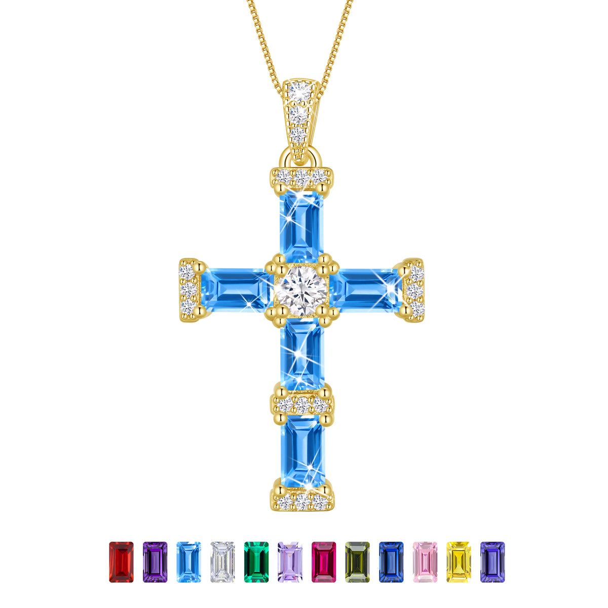Beautlace Cross Necklace for Women,925 Sterling Silver Plated Cross Pendant,Birthstone Christian Necklace Jewelry Gift for Mom Wife Girlfriend Birthday Mother’s Day Christmas