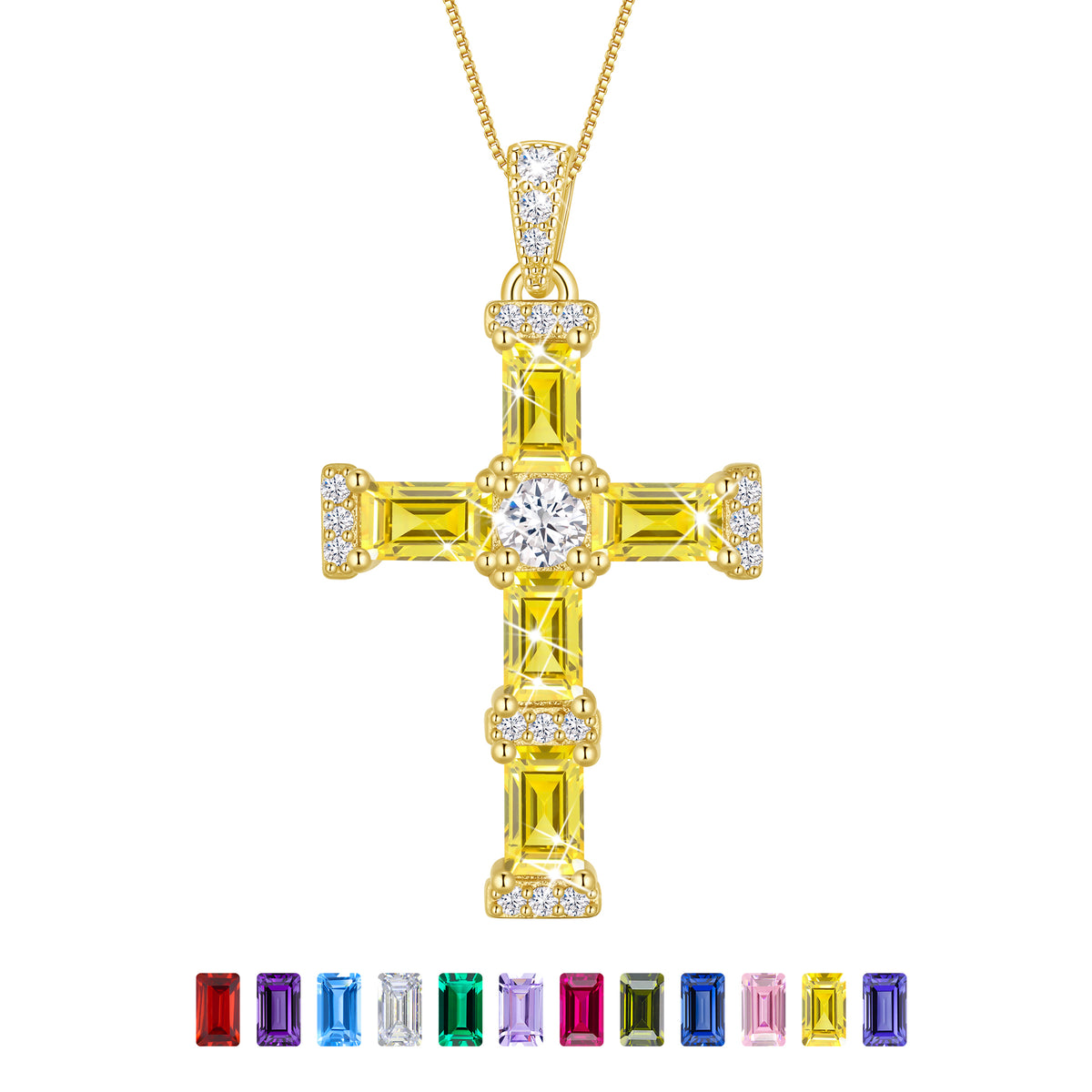 Beautlace Cross Necklace for Women,925 Sterling Silver Plated Cross Pendant,Birthstone Christian Necklace Jewelry Gift for Mom Wife Girlfriend Birthday Mother’s Day Christmas