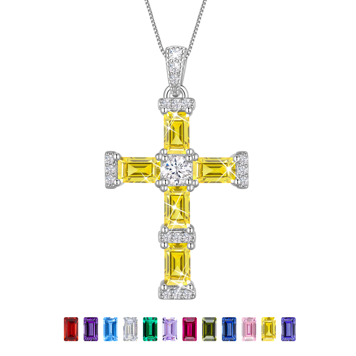 Beautlace Cross Necklace for Women,925 Sterling Silver Plated Cross Pendant,Birthstone Christian Necklace Jewelry Gift for Mom Wife Girlfriend Birthday Mother’s Day Christmas