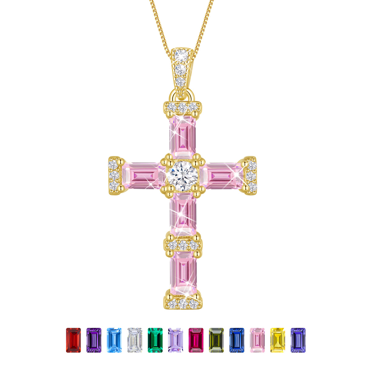 Beautlace Cross Necklace for Women,925 Sterling Silver Plated Cross Pendant,Birthstone Christian Necklace Jewelry Gift for Mom Wife Girlfriend Birthday Mother’s Day Christmas