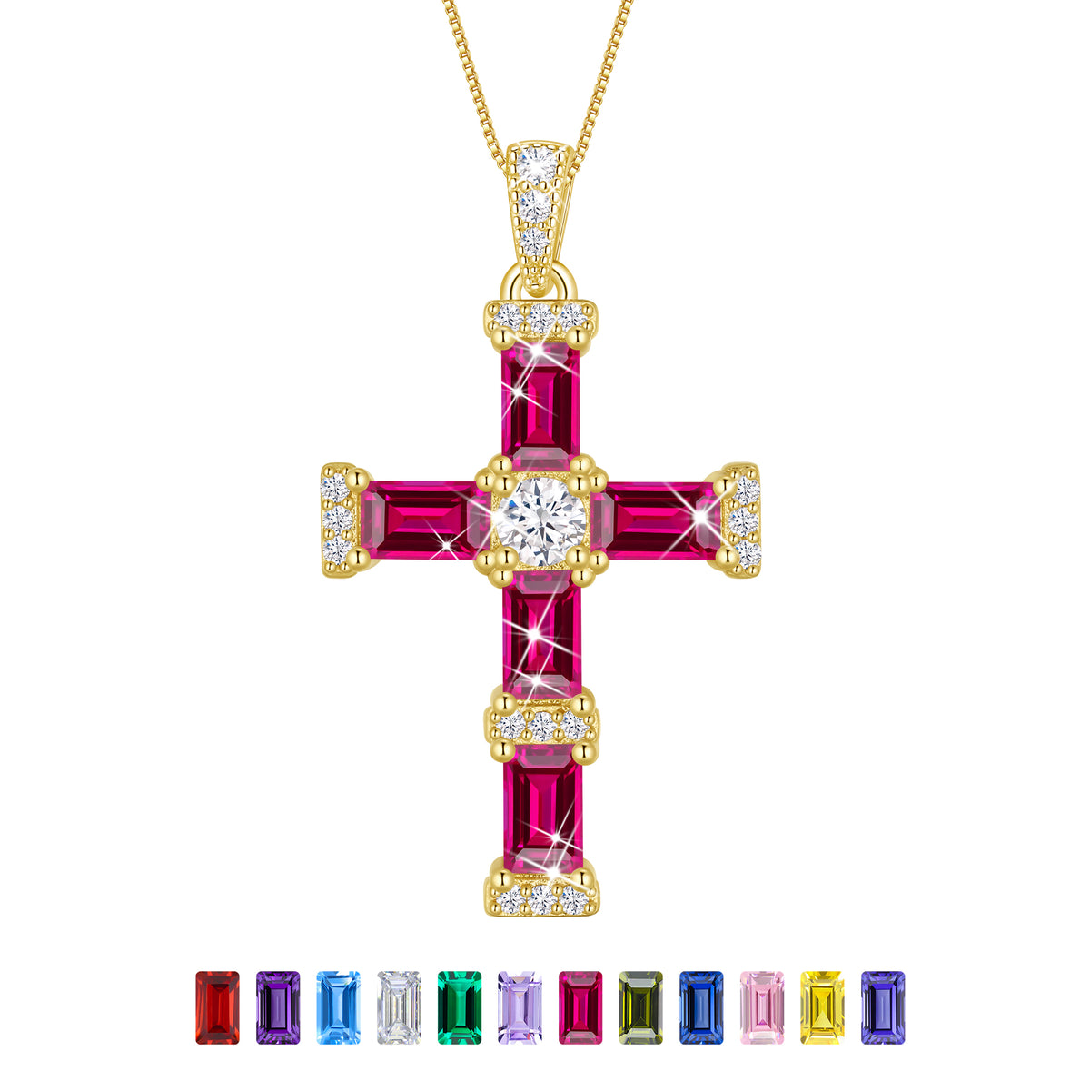 Beautlace Cross Necklace for Women,925 Sterling Silver Plated Cross Pendant,Birthstone Christian Necklace Jewelry Gift for Mom Wife Girlfriend Birthday Mother’s Day Christmas