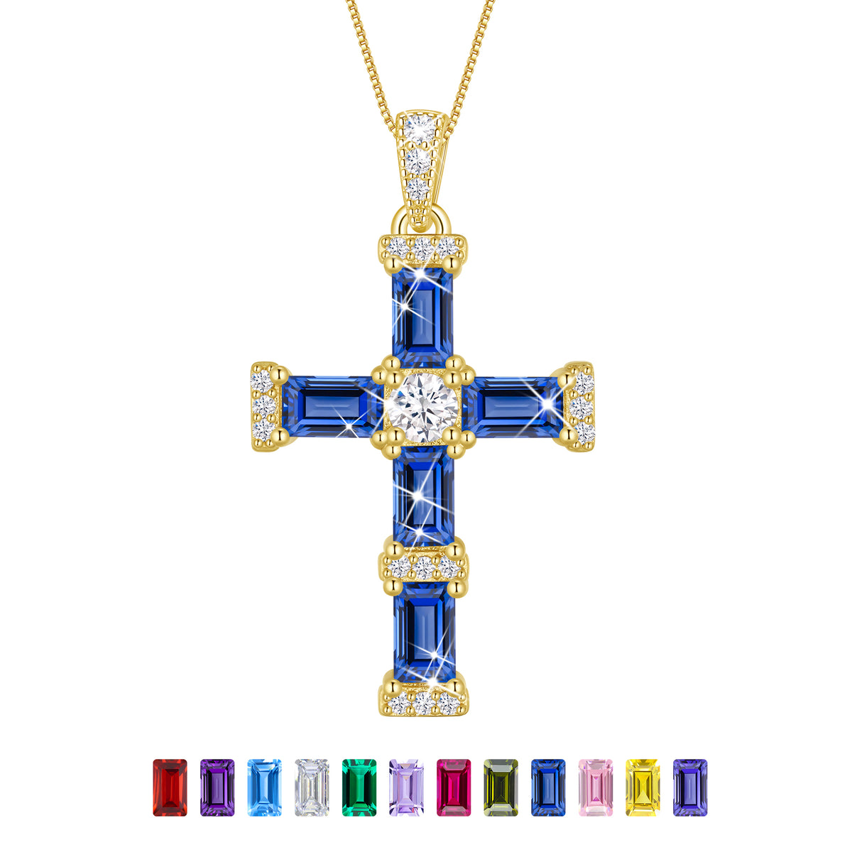 Beautlace Cross Necklace for Women,925 Sterling Silver Plated Cross Pendant,Birthstone Christian Necklace Jewelry Gift for Mom Wife Girlfriend Birthday Mother’s Day Christmas