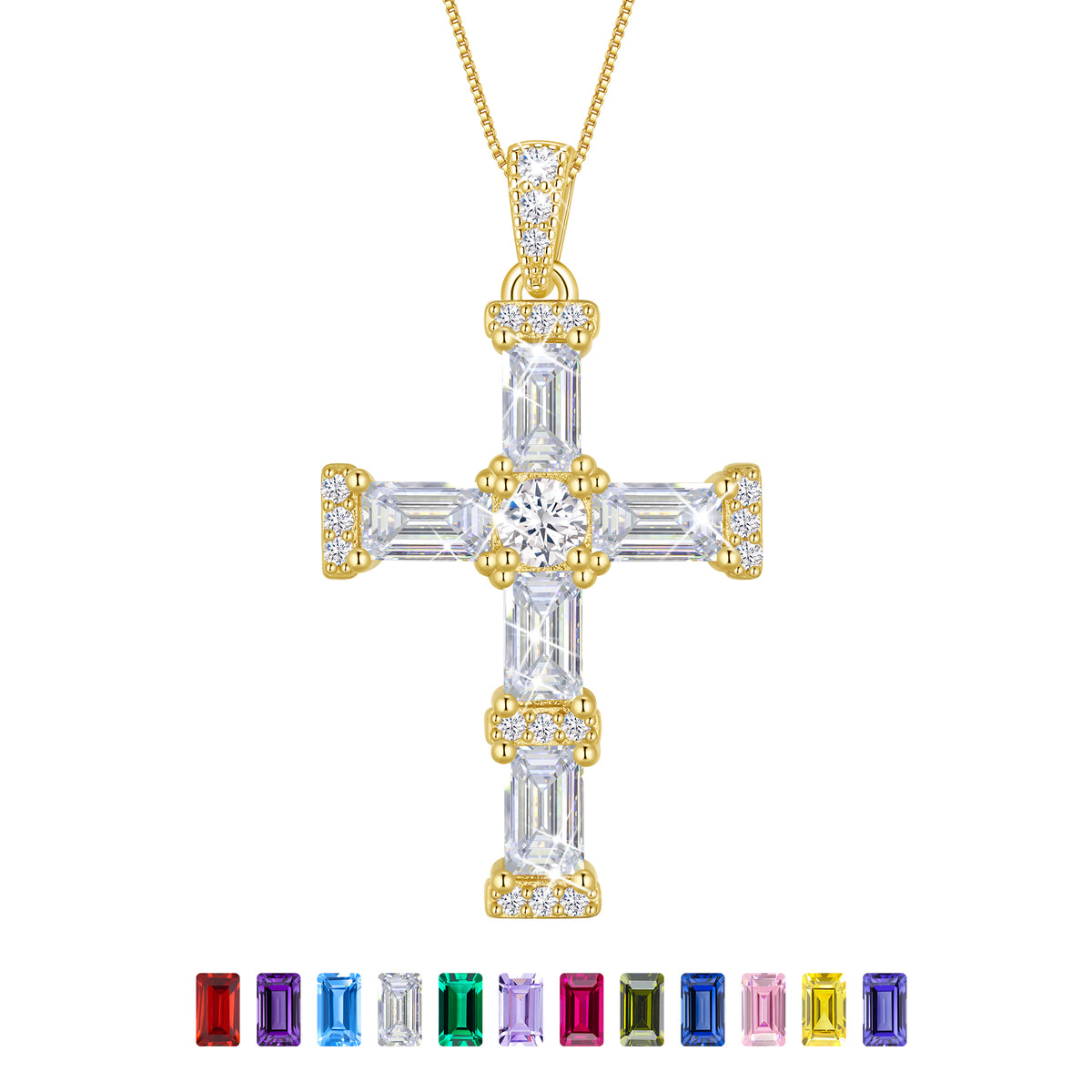 Beautlace Cross Necklace for Women,925 Sterling Silver Plated Cross Pendant,Birthstone Christian Necklace Jewelry Gift for Mom Wife Girlfriend Birthday Mother’s Day Christmas