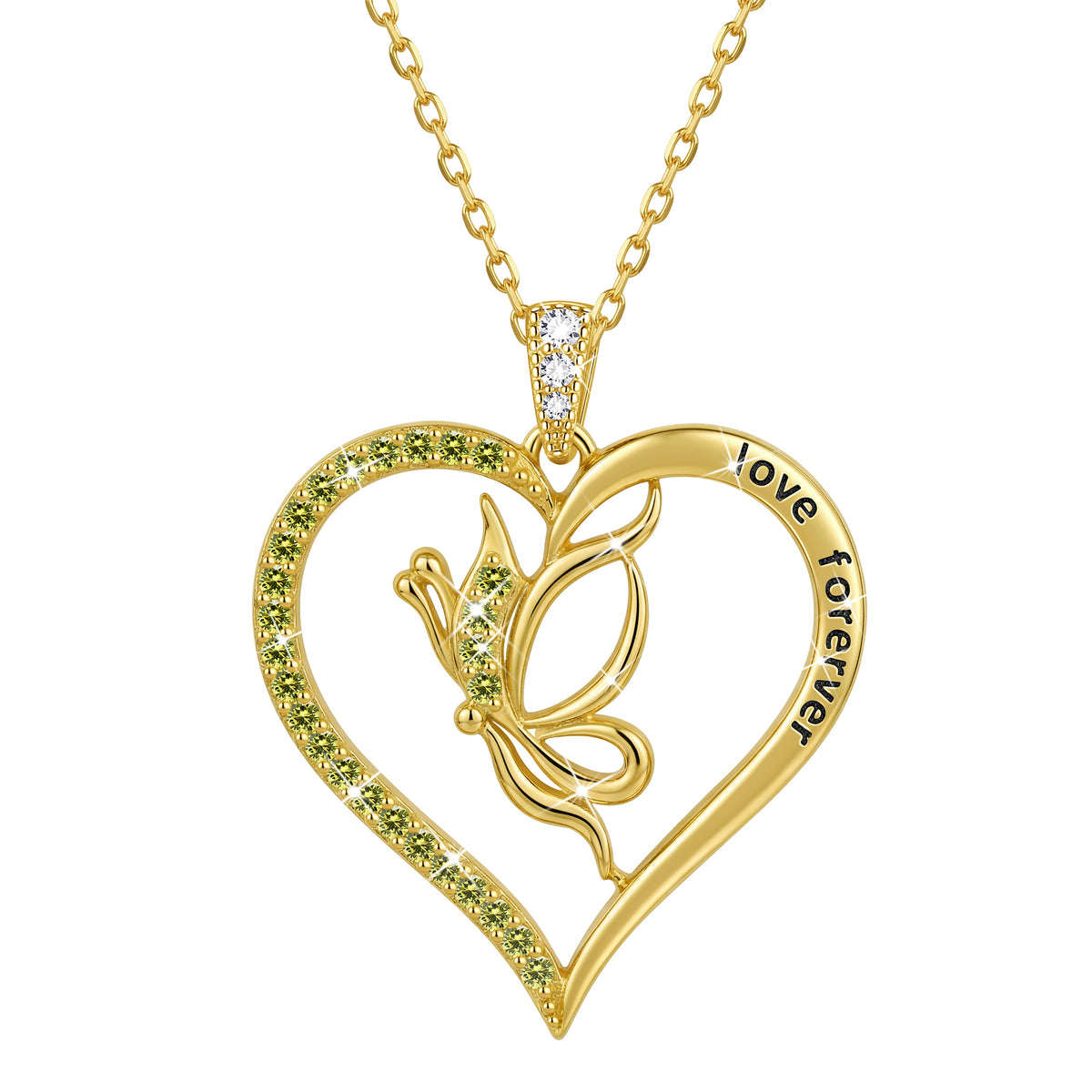 Yndra Butterfly Heart Necklace for Women,925 Sterling Silver Forever Love Pendant Birthstone Necklace,Jewelry Gift for Mom Wife Girlfriend,Birthday Anniversary Mother’s Day Gift