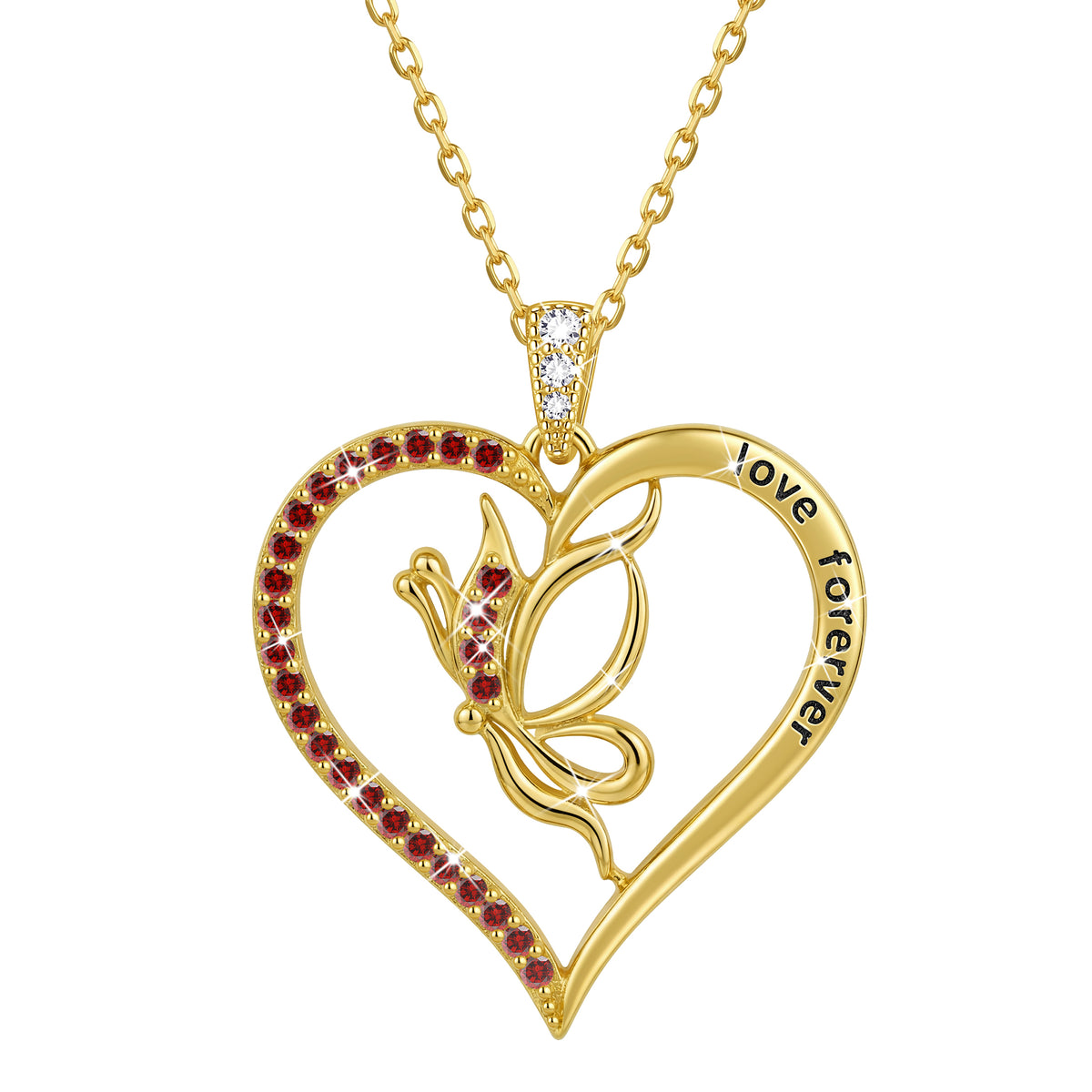 Yndra Butterfly Heart Necklace for Women,925 Sterling Silver Forever Love Pendant Birthstone Necklace,Jewelry Gift for Mom Wife Girlfriend,Birthday Anniversary Mother’s Day Gift