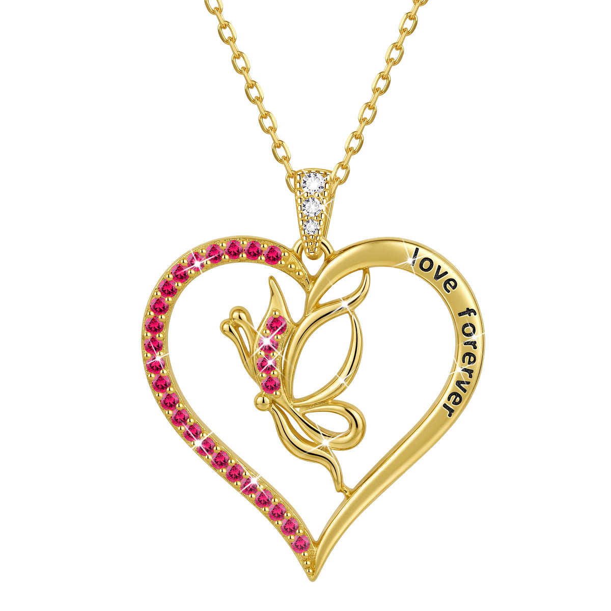 Yndra Butterfly Heart Necklace for Women,925 Sterling Silver Forever Love Pendant Birthstone Necklace,Jewelry Gift for Mom Wife Girlfriend,Birthday Anniversary Mother’s Day Gift