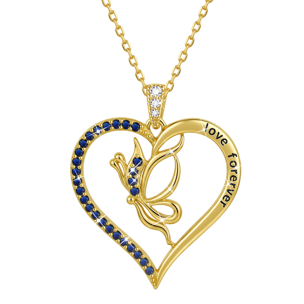 Yndra Butterfly Heart Necklace for Women,925 Sterling Silver Forever Love Pendant Birthstone Necklace,Jewelry Gift for Mom Wife Girlfriend,Birthday Anniversary Mother’s Day Gift