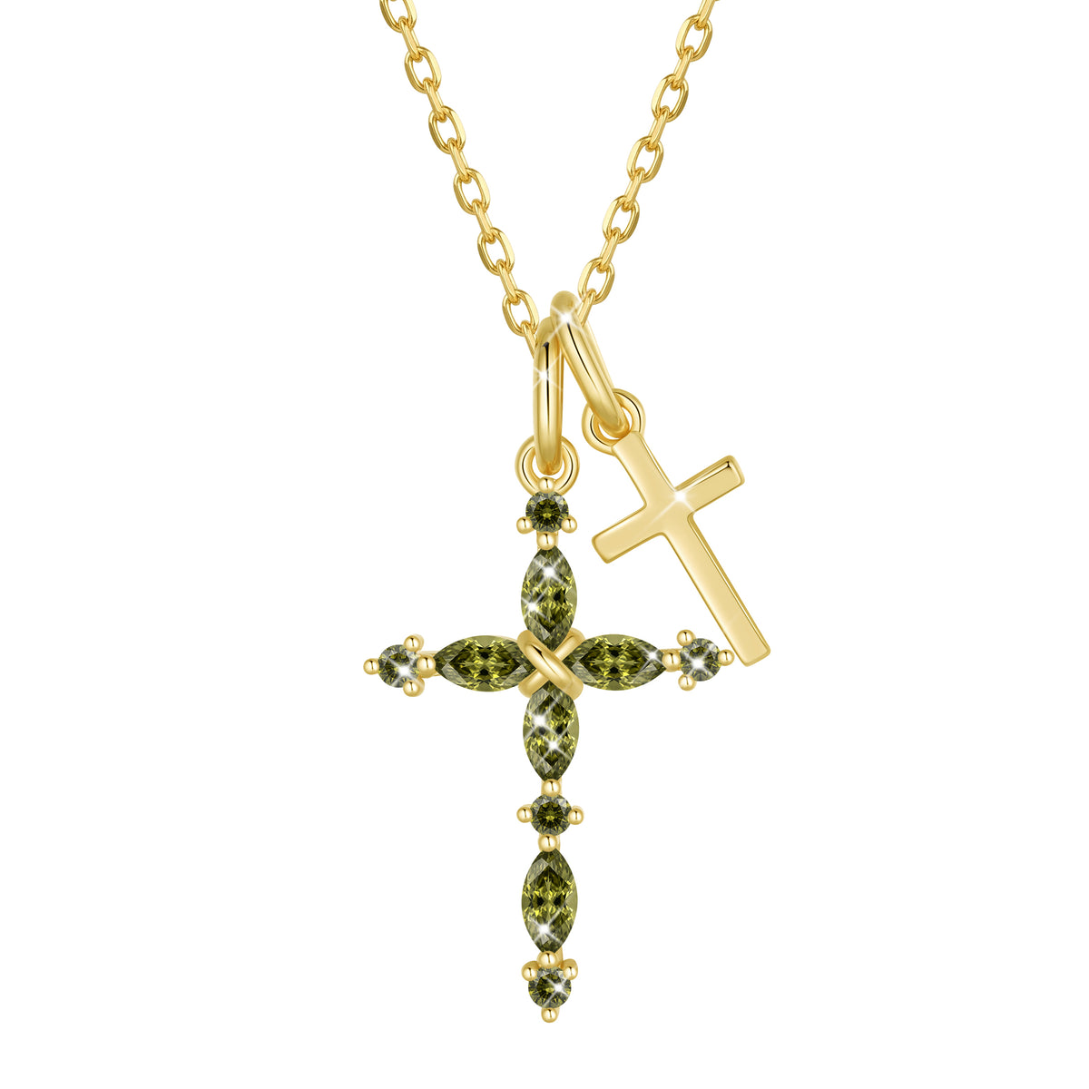 Yndra 925 Sterling Silver 3-Way Cross Necklace for Women,Detachable  Birthstone Cross Double Pendant Christian Necklace,Anniversary Birthday Jewelry Gift for Her Mom Wife Girlfriend
