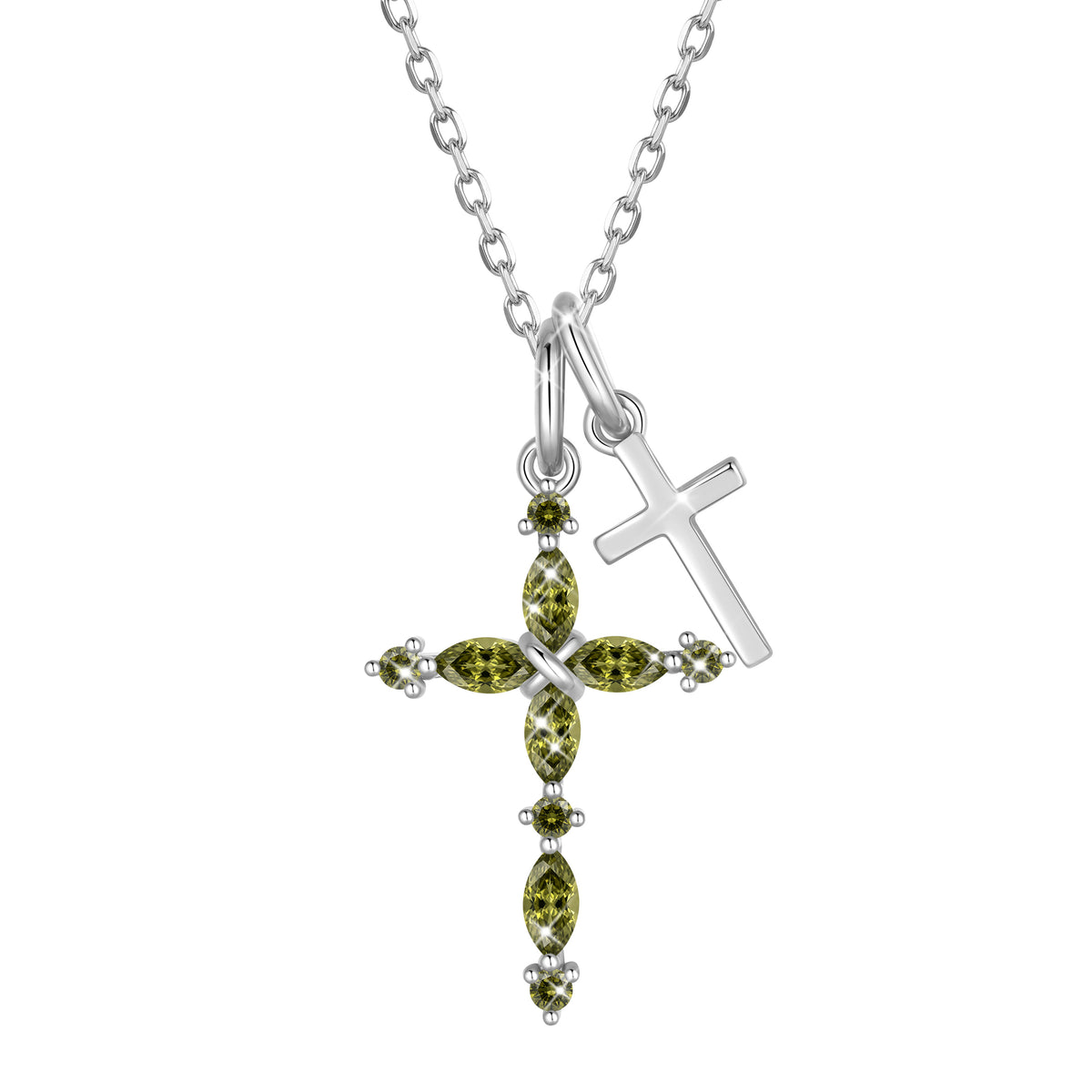 Yndra 925 Sterling Silver 3-Way Cross Necklace for Women,Detachable  Birthstone Cross Double Pendant Christian Necklace,Anniversary Birthday Jewelry Gift for Her Mom Wife Girlfriend
