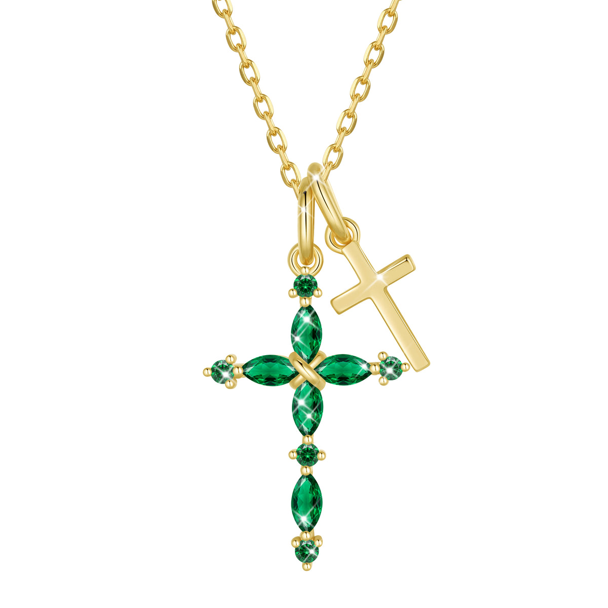 Yndra 925 Sterling Silver 3-Way Cross Necklace for Women,Detachable  Birthstone Cross Double Pendant Christian Necklace,Anniversary Birthday Jewelry Gift for Her Mom Wife Girlfriend